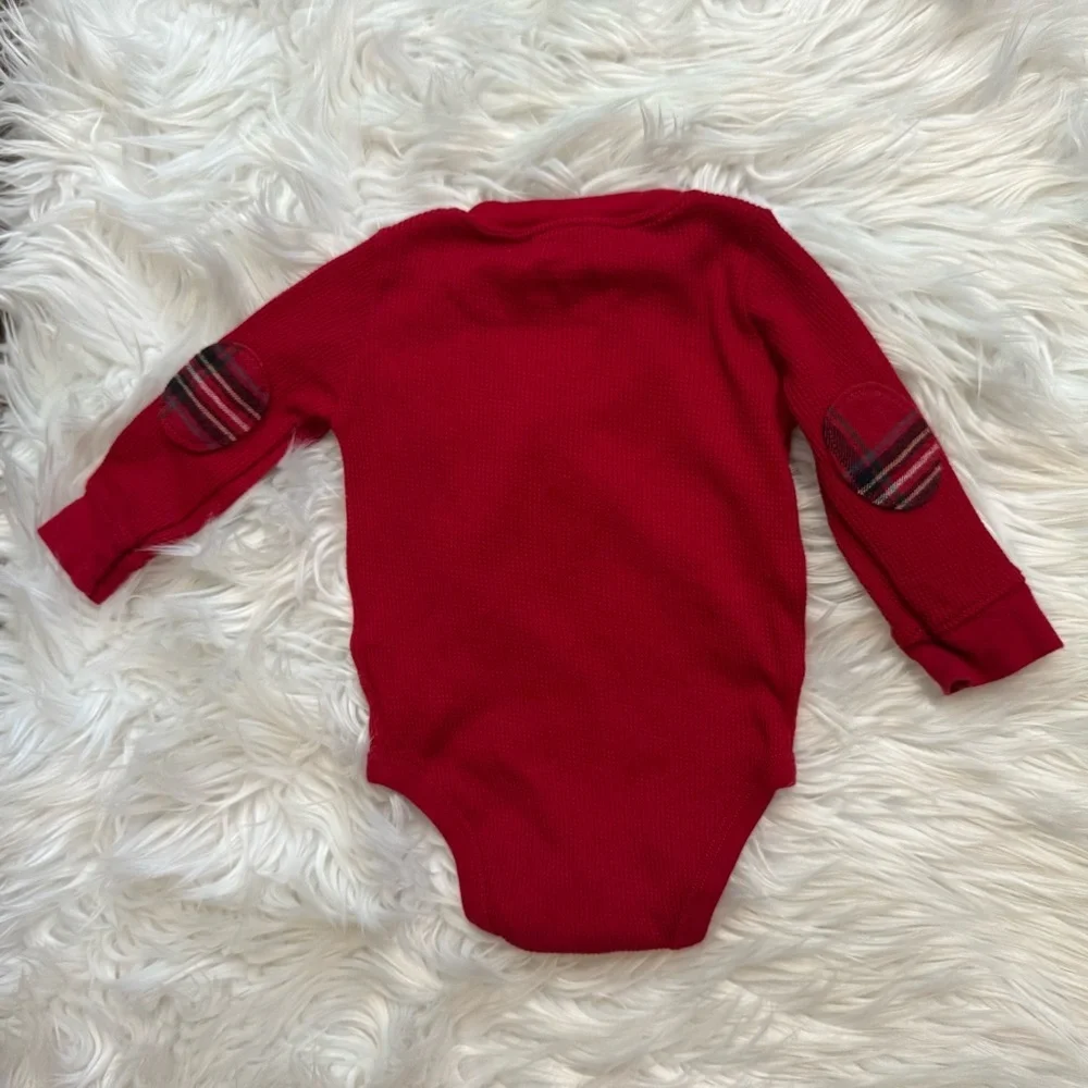 Carter’s Baby‎ Boy 6M Outfit Set Red Thermal Elbow Patch Bodysuit Black Pants